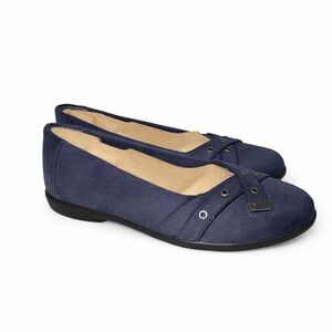 Bzees Navy Suede Round-Toe Ballet Flats